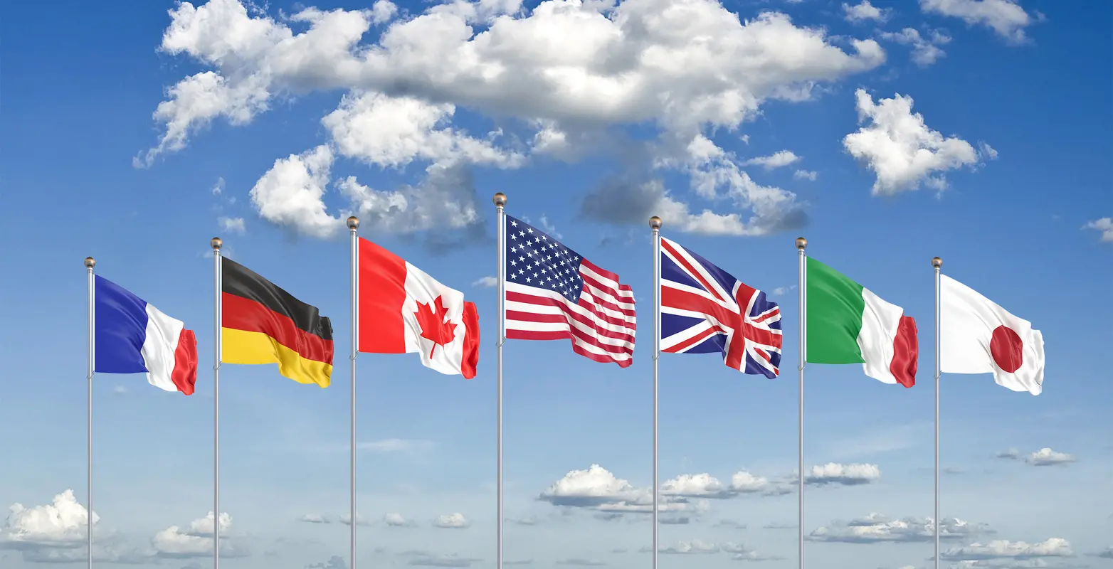 International flags representing competitor market presence